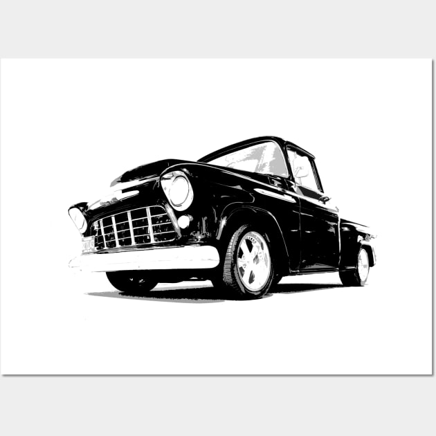 1955 Chevy 3100 - monochrome Wall Art by mal_photography